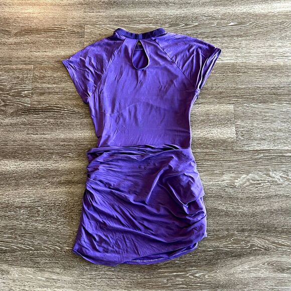 EUC Jacquemus La Robe Espelho Court Cupro Mini Dress Purple XL Cutout Bodycon - Picture 7 of 16